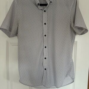 CON.STRUCT Mens Slim Fit 4-Way Stretch Performance Shirt White Pattern